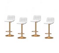 FXLUHAY Ensemble de 4 tabourets de Bar pivotants à 360°, chaises de Bar en Velours à Hauteur réglable avec Repose-Pieds et Dossier, tabourets de Bar rembourrés for comptoir(White)