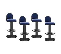 FXLUHAY Ensemble de 4 tabourets de Bar pivotants à 360° et réglables en Hauteur, avec Repose-Pieds et Dossier, for comptoir-Bar et Petit-déjeuner.(Blue,Height 45-60CM)