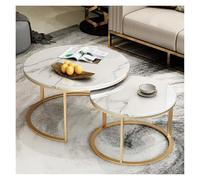 FXLUHAY Ensemble de Table Basse gigogne Ronde for Salon | Tables Basses élégantes empilables (2 pièces)(D70+D55)