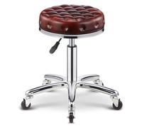FXLUHAY Stool on Wheels Round Stool Chair Thickened Cushion PU Bar Stool Height Shop Stool Beauty Salon Barbershop Swivel Chair(B)