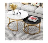 FXLUHAY Table d'appoint, Table Basse Ronde Moderne, Ensemble de 2 Tables Basses gigognes Modernes avec Structure métallique Robuste(White a)