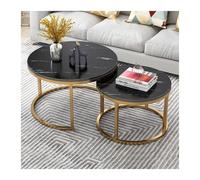 FXLUHAY Table d'appoint, Table Basse Ronde Moderne, Ensemble de 2 Tables Basses gigognes Modernes avec Structure métallique Robuste(Black)