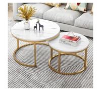 FXLUHAY Table d'appoint, Table Basse Ronde Moderne, Ensemble de 2 Tables Basses gigognes Modernes avec Structure métallique Robuste, Montage Facile(White)