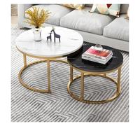 FXLUHAY Table d'appoint, Table Basse Ronde Moderne, Ensemble de 2 Tables Basses gigognes Modernes avec Structure métallique Robuste, Montage Facile(White a)