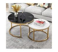 FXLUHAY Table d'appoint, Table Basse Ronde Moderne, Ensemble de 2 Tables Basses gigognes Modernes avec Structure métallique Robuste(Black a)