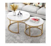 FXLUHAY Table d'appoint, Table Basse Ronde Moderne, Ensemble de 2 Tables Basses gigognes Modernes avec Structure métallique Robuste(White)