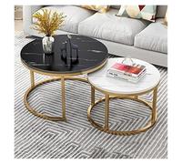 FXLUHAY Table d'appoint, Table Basse Ronde Moderne, Ensemble de 2 Tables Basses gigognes Modernes avec Structure métallique Robuste, Montage Facile(Black a)