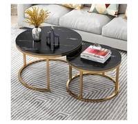 FXLUHAY Table d'appoint, Table Basse Ronde Moderne, Ensemble de 2 Tables Basses gigognes Modernes avec Structure métallique Robuste, Montage Facile(Black)