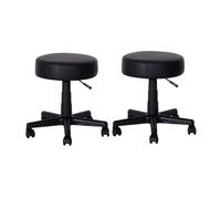 FXLUHAY Tabouret à roulettes, Petit Fauteuil pivotant, siège de Travail, Coussin rembourré, 5 Griffes, for Clinique, Laboratoire, Spa, Ascenseur, 42 à 63 cm(Blackx2)