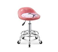 FXLUHAY Tabouret à roulettes Rond, Hauteur compacte, pivotant à 360 degrés(Bar Stools Set of 2 Pink)