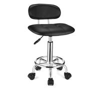 FXLUHAY Tabouret carré pivotant à Hauteur réglable avec Dossier et roulettes Noir