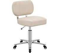 FXLUHAY Tabouret de Bar pivotant à roulettes avec Support Dorsal et Tabouret de comptoir en Cuir PU réglable en Hauteur sur roulettes for pub, Salon de Coiffure, Spa, Rotation à 360°(C)