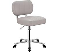 FXLUHAY Tabouret de Bar pivotant à roulettes avec Support Dorsal et Tabouret de comptoir en Cuir PU réglable en Hauteur sur roulettes for pub, Salon de Coiffure, Spa, Rotation à 360°(D)