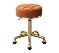 FXLUHAY Tabouret de beauté Rond à roulettes avec siège pivotant réglable en Cuir PU et Cadre doré en Acier Inoxydable Chaise de Spa de Salon Noire(Orange)