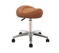 FXLUHAY Tabouret de Bureau réglable en Hauteur (36x50cm) pivotant à 360° for hygiénistes dentaires et Artistes, siège de Salon en métal avec roulettes en polyuréthane, Couleur Beige(Brown)
