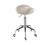 FXLUHAY Tabouret de Selle à Hauteur réglable, Chaise roulante for cliniques de Massage, Bars, spas et Salons, Chaise de Bureau pivotante à 360° avec Rembourrage de siège Large et épais(Beige)