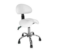 FXLUHAY Tabouret de Selle avec Support Dorsal à roulettes, Chaise de Salon hydraulique, Tabouret pivotant réglable, Chaise de Selle for hygiéniste Dentaire, Couleurs personnalisées(White)