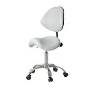 FXLUHAY Tabouret de Selle Ergonomique avec Dossier, pivotant à 360°, roulettes silencieuses et Conception réglable en Hauteur for Salon de beauté, Bureau(White)
