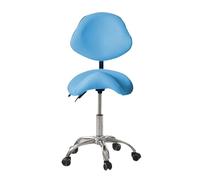 FXLUHAY Tabouret de Selle Ergonomique avec Dossier, pivotant à 360°, roulettes silencieuses et Conception réglable en Hauteur for Salon de beauté, Bureau(Blue)