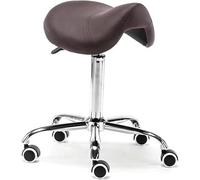 FXLUHAY Tabouret de Selle Ergonomique, Chaise roulante pivotante et réglable for Salon de Tatouage, beauté, Massage des Cils, Soins dentaires(Brown)