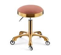 FXLUHAY Tabouret de Selle, Tabouret pivotant Beige argenté, Chaise de Salon de beauté, Coussin en Cuir for Soins médicaux, Spa, Bureau, manucure, Tatouage(Pink,Gold)