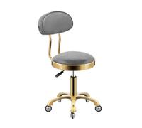 FXLUHAY Tabouret en Cuir Haut avec roulettes et Dossier for hôpitaux, écoles, laboratoires, instituts de Recherche, Salons de thé et familles(Grey)