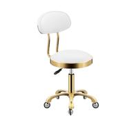 FXLUHAY Tabouret en Cuir Haut avec roulettes et Dossier for hôpitaux, écoles, laboratoires, instituts de Recherche, Salons de thé et familles(White)