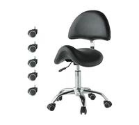 FXLUHAY Tabouret en forme de selle avec roulettes, pivotant à 360°, chaises roulantes professionnelles, 49 ~ 64 cm, chaise de bureau pour clinique dentaire, massage, spa, salon de beauté (noir)