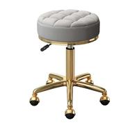 FXLUHAY Tabouret pivotant Beige à roulettes for Salon de beauté, Bar médical avec Coussin en Cuir, for Spa, Bureau, Massage, manucure et Tatouage.(Light Gray)