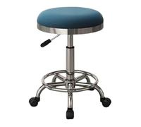 FXLUHAY Tabouret Rond de Grande Hauteur avec roulettes et pédales en Fer for Salon de Massage, barbier, institut de beauté(Blue)