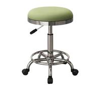 FXLUHAY Tabouret Rond de Grande Hauteur avec roulettes et pédales en Fer for Salon de Massage, barbier, institut de beauté(Green)