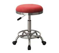 FXLUHAY Tabouret Rond de Grande Hauteur avec roulettes et pédales en Fer for Salon de Massage, barbier, institut de beauté(Red)
