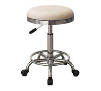 FXLUHAY Tabouret Rond de Grande Hauteur avec roulettes et pédales en Fer for Salon de Massage, barbier, institut de beauté(Off)