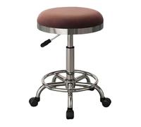 FXLUHAY Tabouret Rond de Grande Hauteur avec roulettes et pédales en Fer for Salon de Massage, barbier, institut de beauté(Brown)