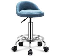FXLUHAY Tabouret Roulant à Hauteur réglable avec roulettes et Dossier, siège en émulsion Confortable, Robuste for Magasin, beauté, Salon, Spa et Tatouage(Blue)