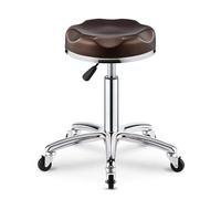 FXLUHAY Tabouret Roulant réglable hydraulique avec Roues pivotantes et Coussin en Cuir PU for Usage Professionnel et Domestique(Brown)