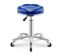 FXLUHAY Tabouret Roulant réglable hydraulique avec Roues pivotantes et Coussin en Cuir PU for Usage Professionnel et Domestique(Blue)
