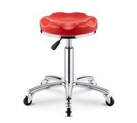 FXLUHAY Tabouret Roulant réglable hydraulique avec Roues pivotantes et Coussin en Cuir PU for Usage Professionnel et Domestique(Red)
