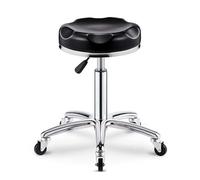 FXLUHAY Tabouret Roulant réglable hydraulique avec Roues pivotantes et Coussin en Cuir PU for Usage Professionnel et Domestique(Black)