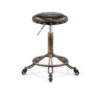 FXLUHAY Tabouret sur roulettes, Chaise Ronde, Hauteur compacte, pivotant(Bar Stools Set of 2 Brown)