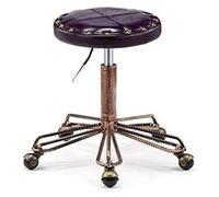FXLUHAY Tabouret sur roulettes Confortable rétro Petit Tabouret Salon de Coiffure Salon de beauté Tabouret de Travail Peut Hauteur Peut pivoter Chaise de Bar en Cuir Meubles décoratifs(A)