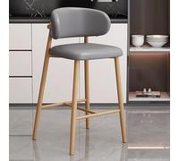 FXLUHAY Tabourets de Bar à Hauteur de comptoir, Simili Cuir rembourré avec Dossier et Repose-Pieds, chaises de Bar sans accoudoirs for Cuisine, Salle à Manger, café, Restaurant(Gray Natural)