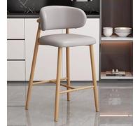 FXLUHAY Tabourets de Bar à Hauteur de comptoir, Simili Cuir rembourré avec Dossier et Repose-Pieds, chaises de Bar sans accoudoirs for Cuisine, Salle à Manger, café, Restaurant(Gray+Natural)