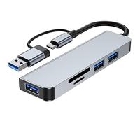 Fxndknjks 5 Ports 2-en-1 USB 3.0 HUB USB HUB Type-C Adaptateur USB3.0+USB2.0+SD+TF Multi-Port USB Splitter Expander pour PC Ordinateur