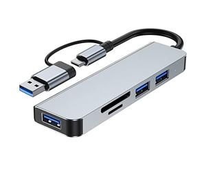 Fxndknjks 5 Ports 2-en-1 USB 3.0 HUB USB HUB Type-C Adaptateur USB3.0+USB2.0+SD+TF Multi-Port USB Splitter Expander pour PC Ordinateur