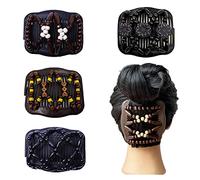 FXQHAN Lot de 4 peignes à cheveux épais avec perles en bois magiques et peignes extensibles pour cheveux tendance et multi-papillons