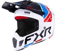 FXR Clutch Comp Casque de motocross, noir/blanc/bleu/rouge, Taille L