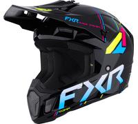 FXR Clutch Comp Casque de motocross, noir/bleu/jaune, Taille XL