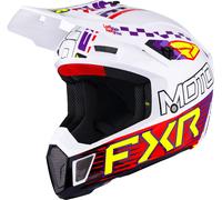 FXR Clutch Race Div, casque de motocross M Blanc/Mauve/Rouge/Jaune Blanc/Mauve/Rouge/Jaune