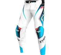 FXR Helium Edge Pantalons de motocross, Blanc/Bleu/Rouge, Taille 28